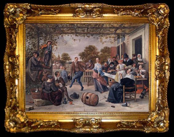 framed  Jan Steen A terrace with a couple dancing to a pipe and fiddle, ta009-2